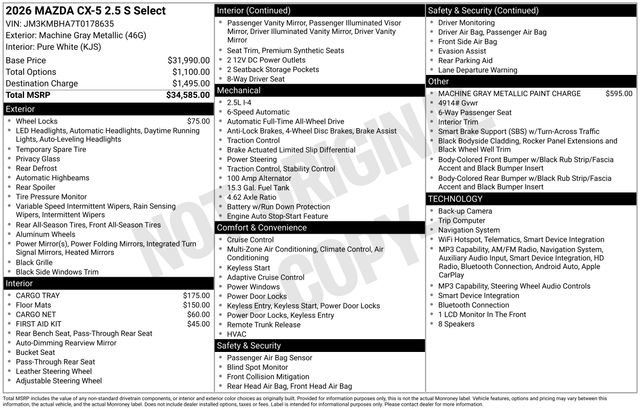 New 2026 MAZDA CX-5 Select AWD/4WD image 27