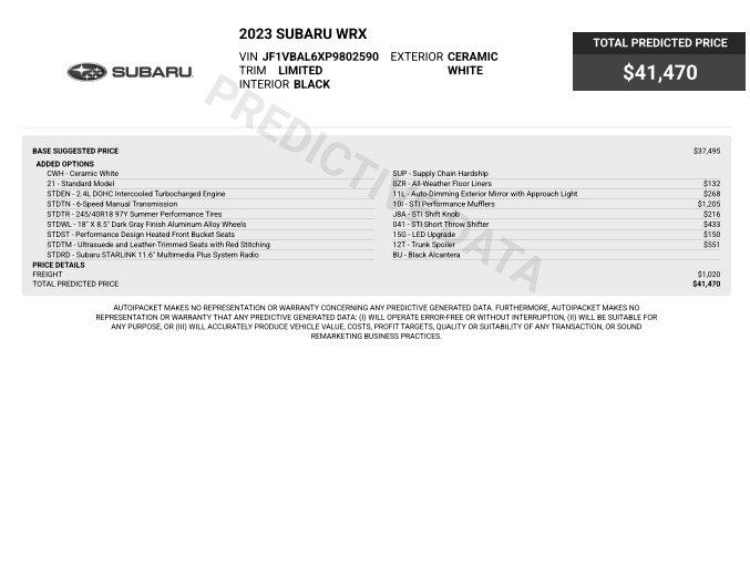 Used 2023 Subaru WRX Limited AWD/4WD image 3
