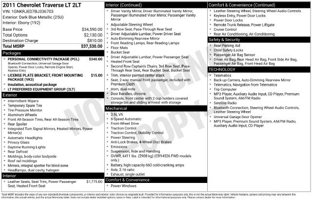 Used 2011 Chevrolet Traverse LT w/ Personal Connectivity Package FWD image 2