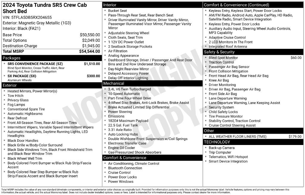 Used 2024 Toyota Tundra SR5 w/ SR5 Convenience Package AWD/4WD image 15