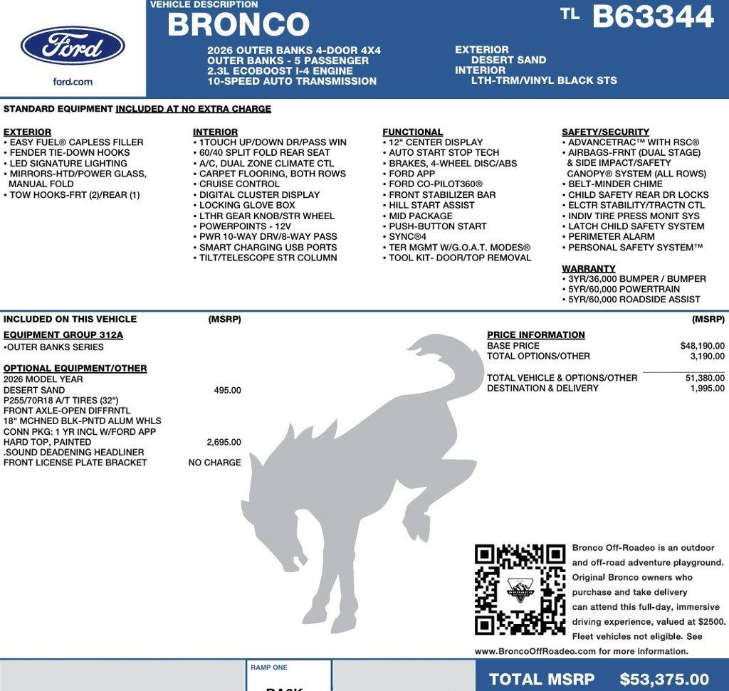 New 2026 Ford Bronco Outer Banks AWD/4WD image 2