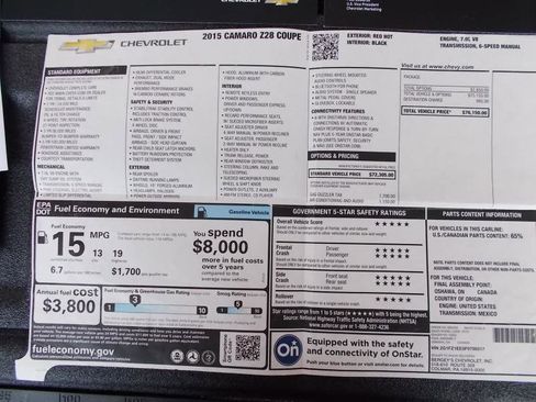 Used 2015 Chevrolet Camaro Z/28 image 77