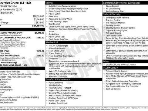 Used 2015 Chevrolet Cruze LT w/ Sun And Sound Package image 7