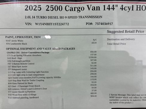 New 2025 Mercedes-Benz Sprinter 2500 image 19