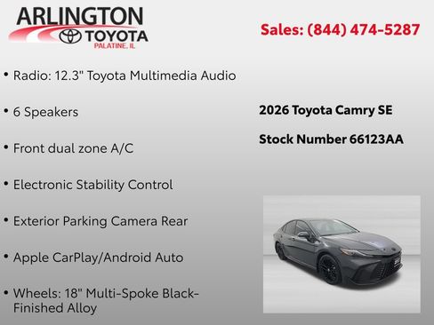 Used 2026 Toyota Camry SE w/ Multimedia Upgrade Package AWD/4WD image 2