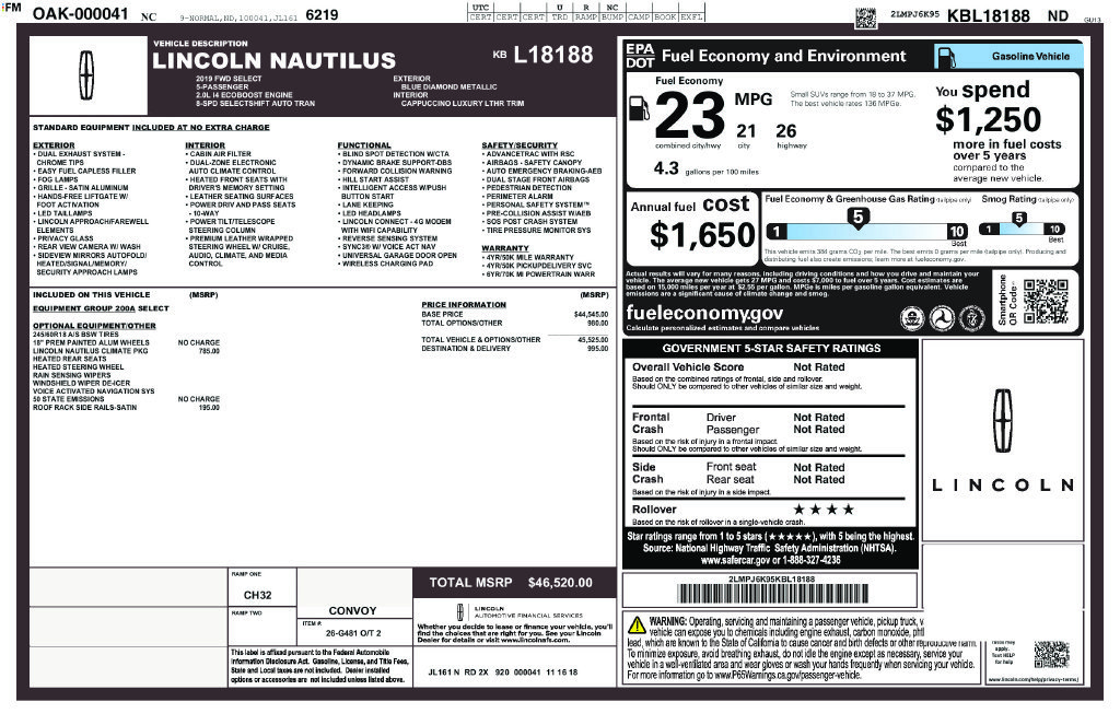 Certified 2019 Lincoln Nautilus Select FWD image 32