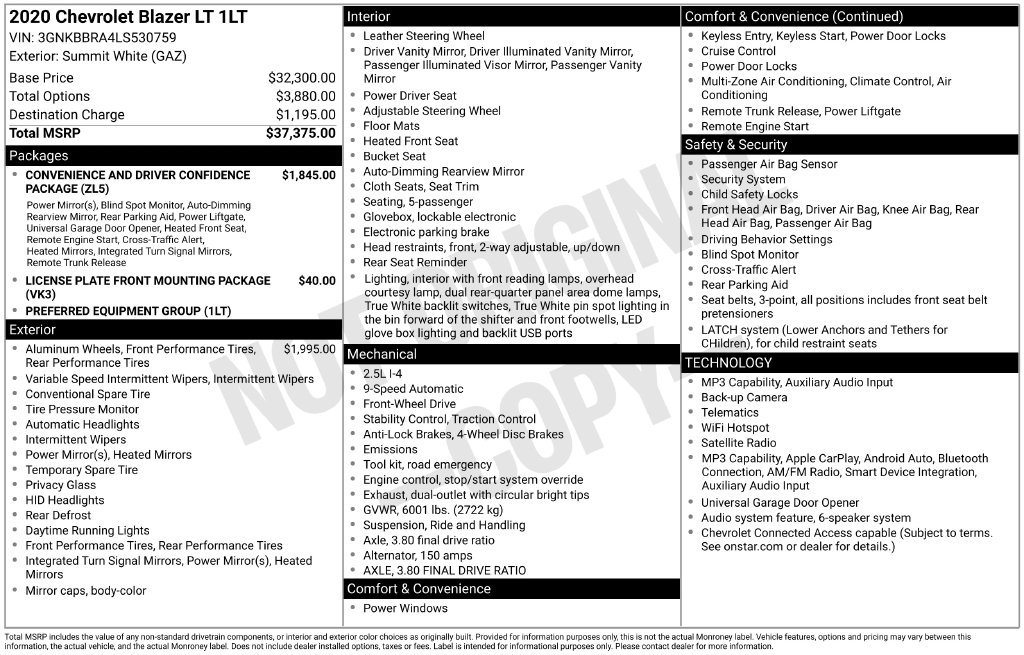 Certified 2020 Chevrolet Blazer LT FWD image 16
