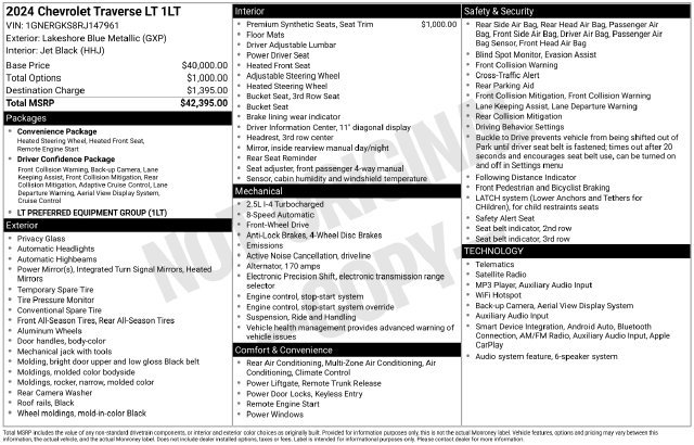 Used 2024 Chevrolet Traverse LT FWD image 31