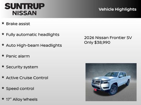 New 2026 Nissan Frontier SV w/ All-Weather Content Package image 30