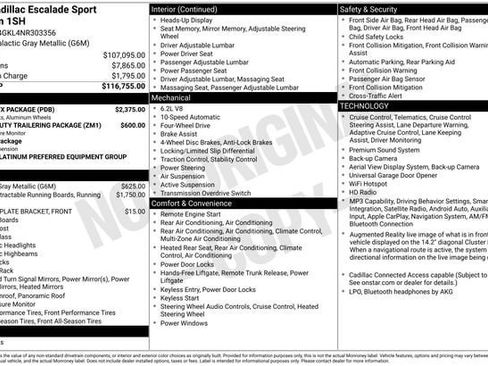 Certified 2022 Cadillac Escalade Sport Platinum w/ LPO, ONYX Package AWD/4WD image 38