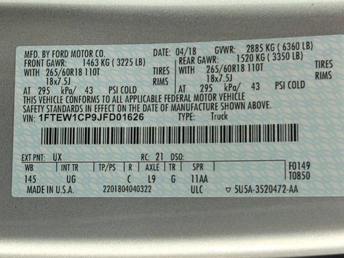 Used 2018 Ford F150 XLT w/ Equipment Group 302A Luxury RWD image 55