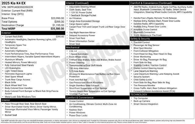 Used 2025 Kia K4 EX FWD image 16