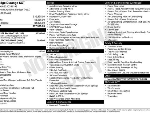 Used 2018 Dodge Durango SXT w/ Quick Order Package 2BB AWD/4WD image 9