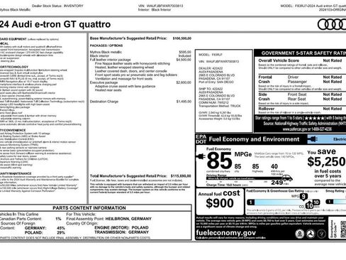 Used 2024 Audi e-tron GT Premium Plus w/ Executive Package AWD/4WD image 3