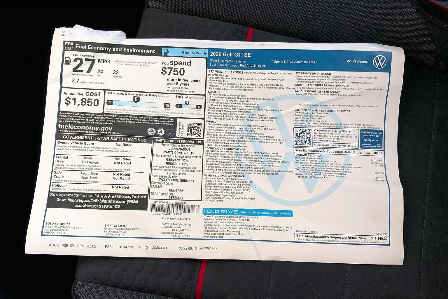 New 2026 Volkswagen GTI SE FWD image 22
