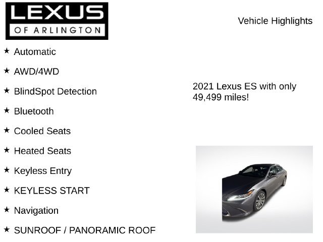 Used 2021 Lexus ES 250 w/ Premium Package AWD/4WD image 8
