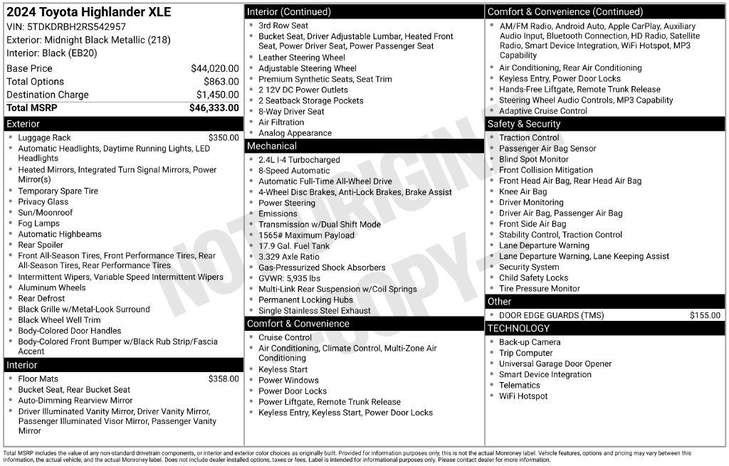 Certified 2024 Toyota Highlander XLE AWD/4WD image 25