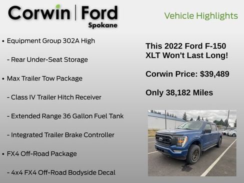 Used 2022 Ford F150 XLT w/ Equipment Group 302A High AWD/4WD image 14
