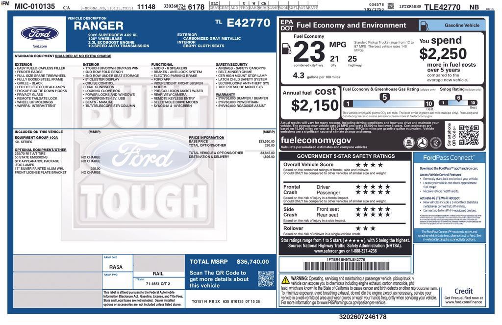 New 2026 Ford Ranger XL RWD image 2