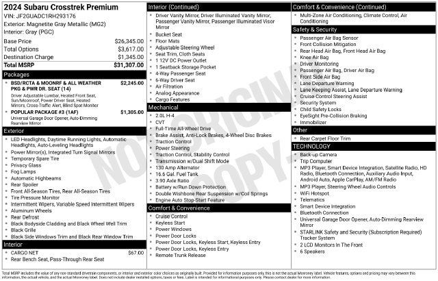 Certified 2024 Subaru Crosstrek 2.0i Premium AWD/4WD image 34