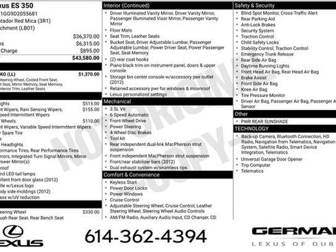 Used 2013 Lexus ES 350 w/ Luxury Pkg FWD image 20