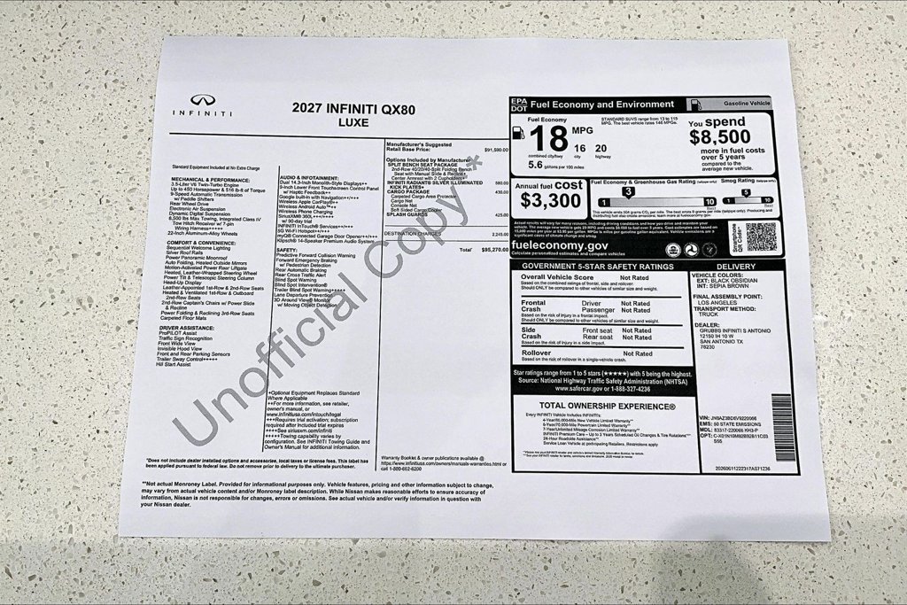 New 2027 INFINITI QX80 Luxe w/ Cargo Package RWD image 42
