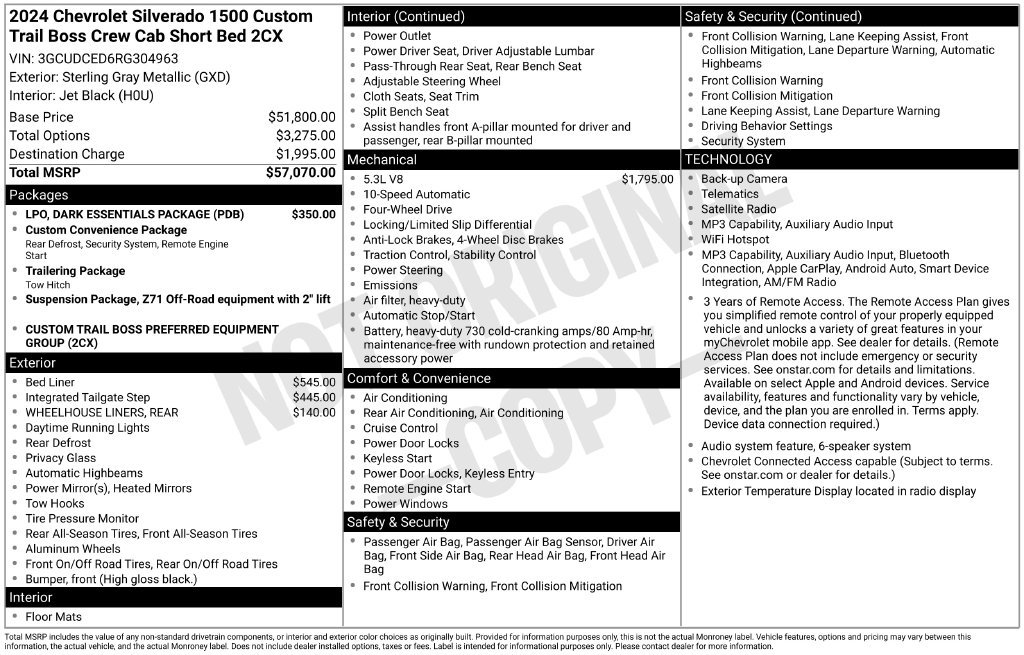 Certified 2024 Chevrolet Silverado 1500 Custom Trail Boss w/ LPO, Dark Essentials Package AWD/4WD image 9