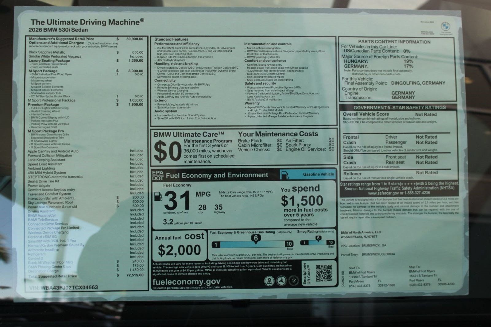 Used 2026 BMW 530i w/ M Sport Package RWD image 32