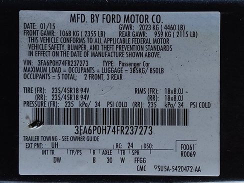 Used 2015 Ford Fusion SE w/ Equipment Group 201A FWD image 33