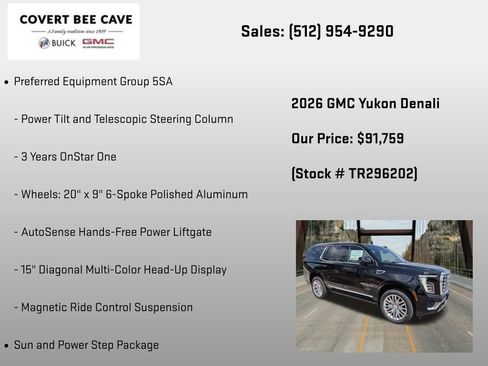 New 2026 GMC Yukon Denali w/ Sun & Power Step Package AWD/4WD image 12