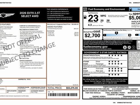 Certified 2026 Genesis GV70 2.5T Select image 3