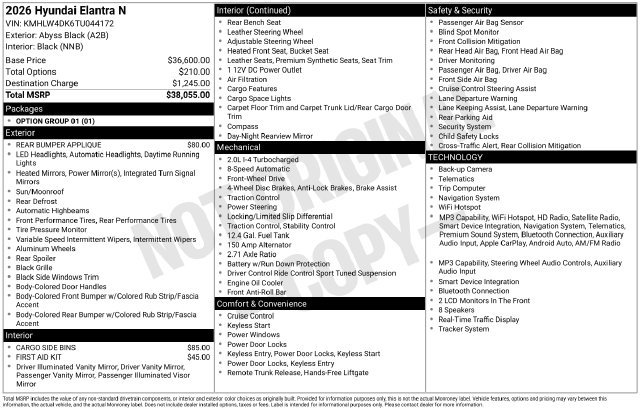 New 2026 Hyundai Elantra N FWD image 4