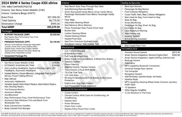 Certified 2024 BMW 430i xDrive Coupe w/ M Sport Package AWD/4WD image 33
