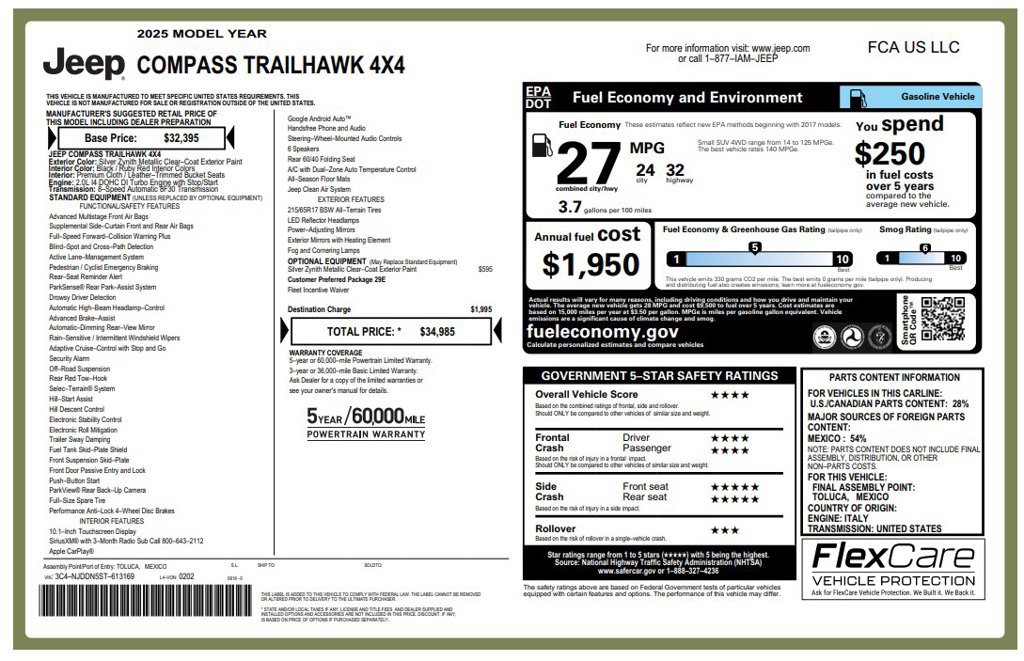 Certified 2025 Jeep Compass Trailhawk AWD/4WD image 3