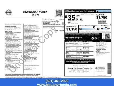 Used 2020 Nissan Versa SV FWD image 14