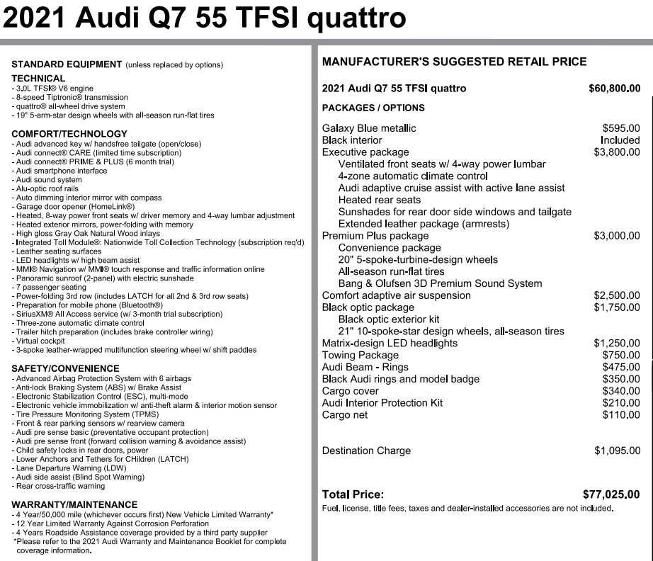 Used 2021 Audi Q7 3.0T Premium Plus w/ Executive Package AWD/4WD image 3