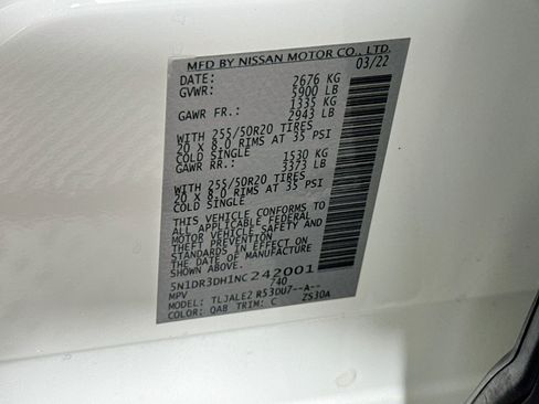 Used 2022 Nissan Pathfinder Platinum w/ Cargo Package FWD image 12