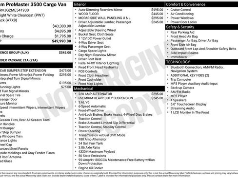 Used 2021 RAM ProMaster 3500 w/ Convenience Group FWD image 17