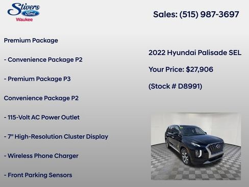 Used 2022 Hyundai Palisade SEL w/ Premium Package AWD/4WD image 8