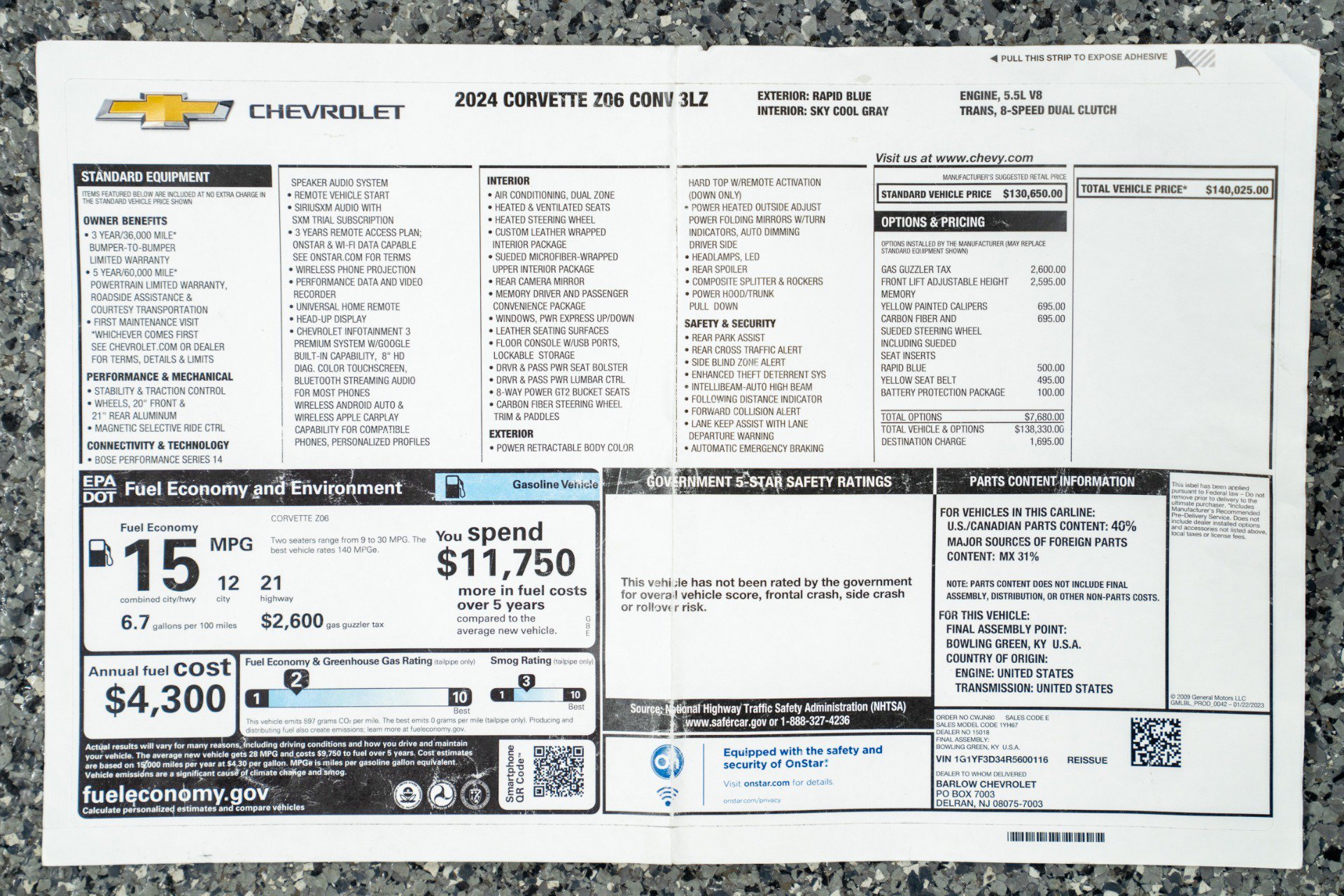 Used 2024 Chevrolet Corvette Z06 w/ Battery Protection Package RWD image 24