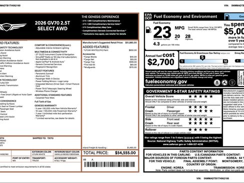 Certified 2026 Genesis GV70 2.5T Select AWD/4WD image 3