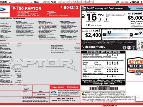 Used 2019 Ford F150 Raptor w/ Equipment Group 802A Luxury image 4