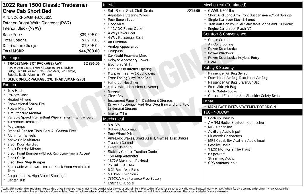 Used 2022 RAM 1500 Tradesman w/ Tradesman SXT Package RWD image 41