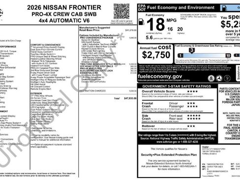 New 2026 Nissan Frontier PRO-4X w/ Pro-4x Convenience Package image 32
