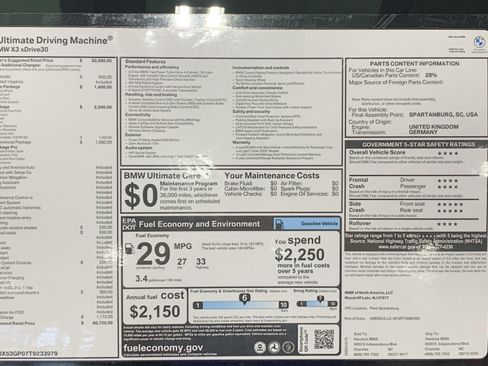 Certified 2026 BMW X3 xDrive30i w/ M Sport Package AWD/4WD image 31