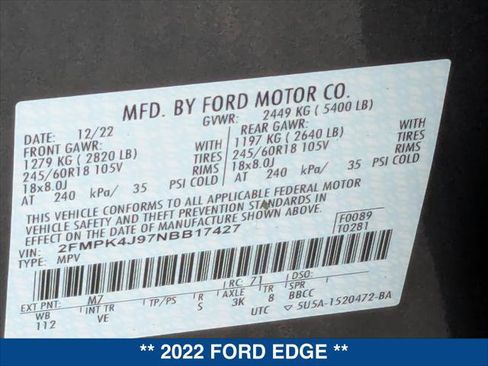 Certified 2022 Ford Edge SEL w/ Convenience Package image 24