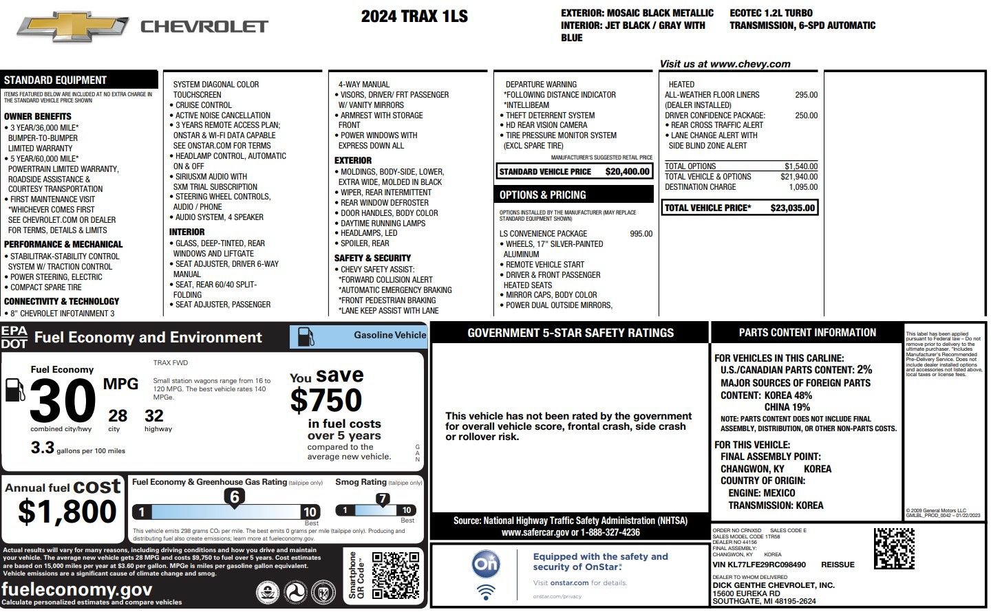 Used 2024 Chevrolet Trax LS w/ LS Convenience Package FWD image 38