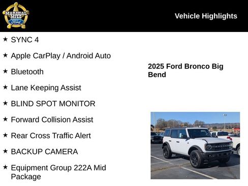 New 2025 Ford Bronco Big Bend w/ Black Diamond Package AWD/4WD image 2