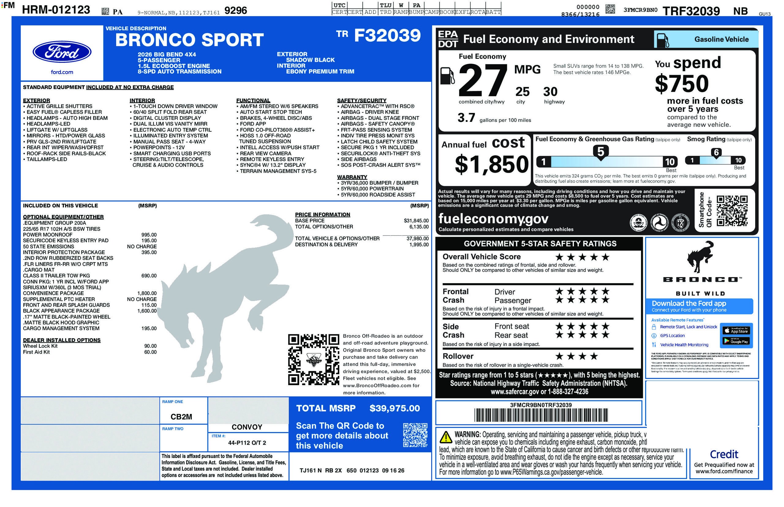 New 2026 Ford Bronco Sport Big Bend w/ Convenience Package AWD/4WD image 6