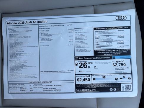 New 2025 Audi A5 2.0T Premium image 33